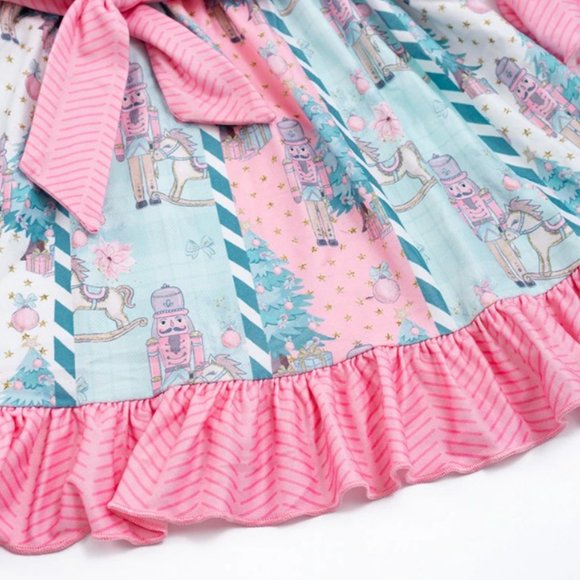 Christmas Nutcracker Girls Long Sleeve Panel Twirl Dress - Picture 3 of 6